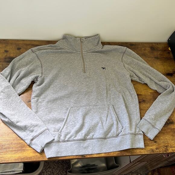 PINK Animal Print Graphic Gray Partial Zip Up Sweater - Picture 3 of 12